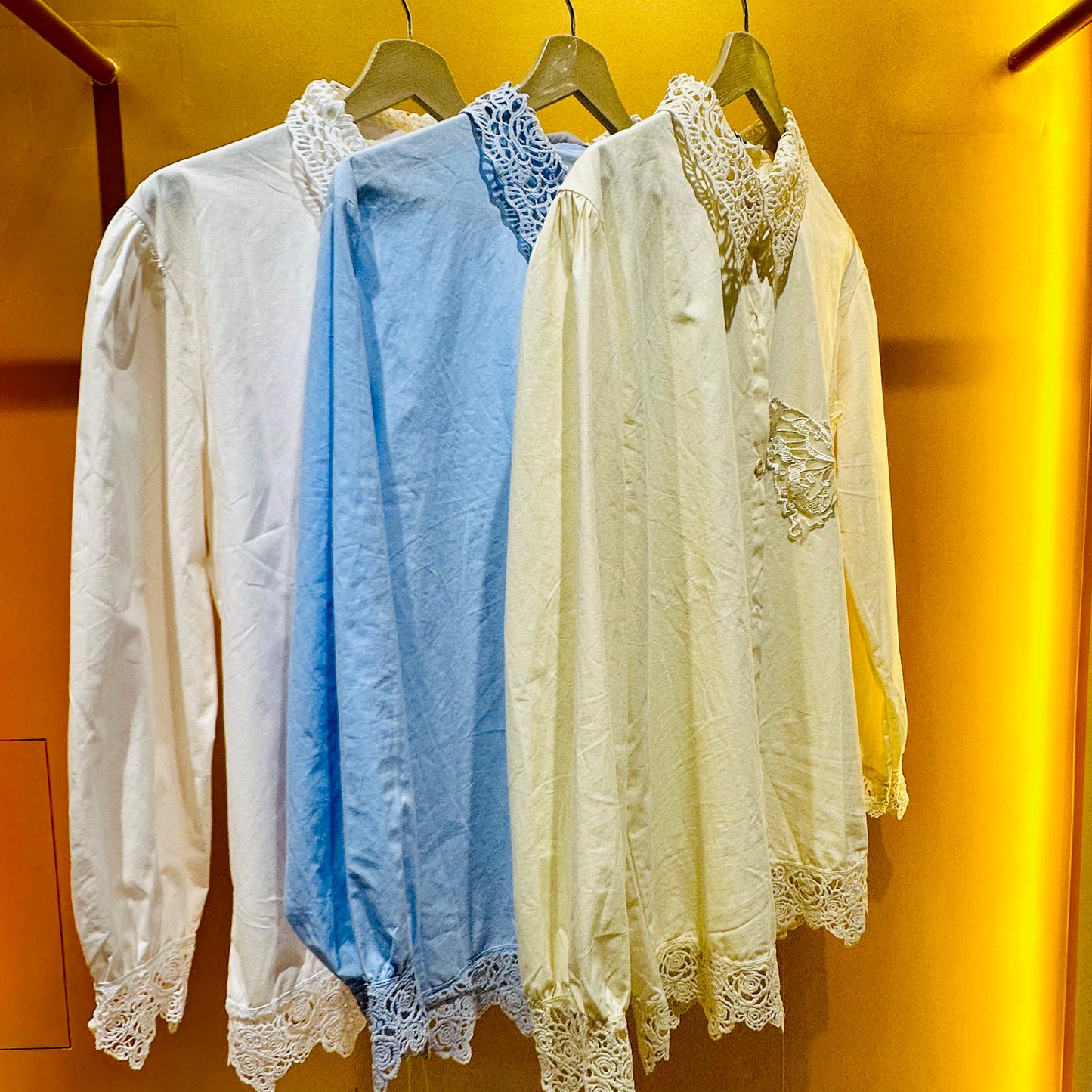 Pure Cotton Bow Cutwork Collar Shirt