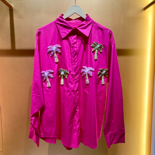Neon Tropical Embroidered Shirts