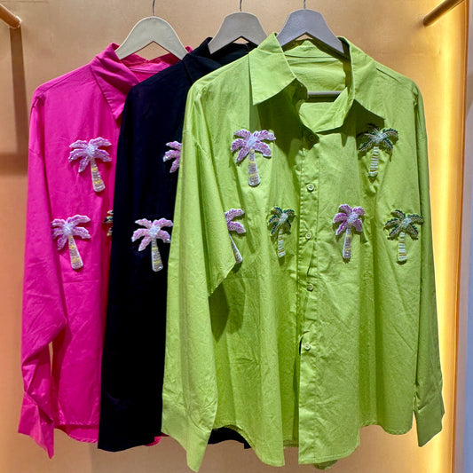 Neon Tropical Embroidered Shirts