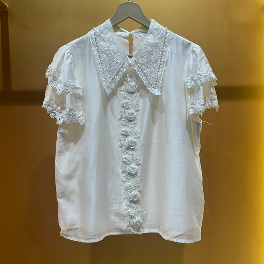 Pearl Embroidery Short Sleeve Shirt