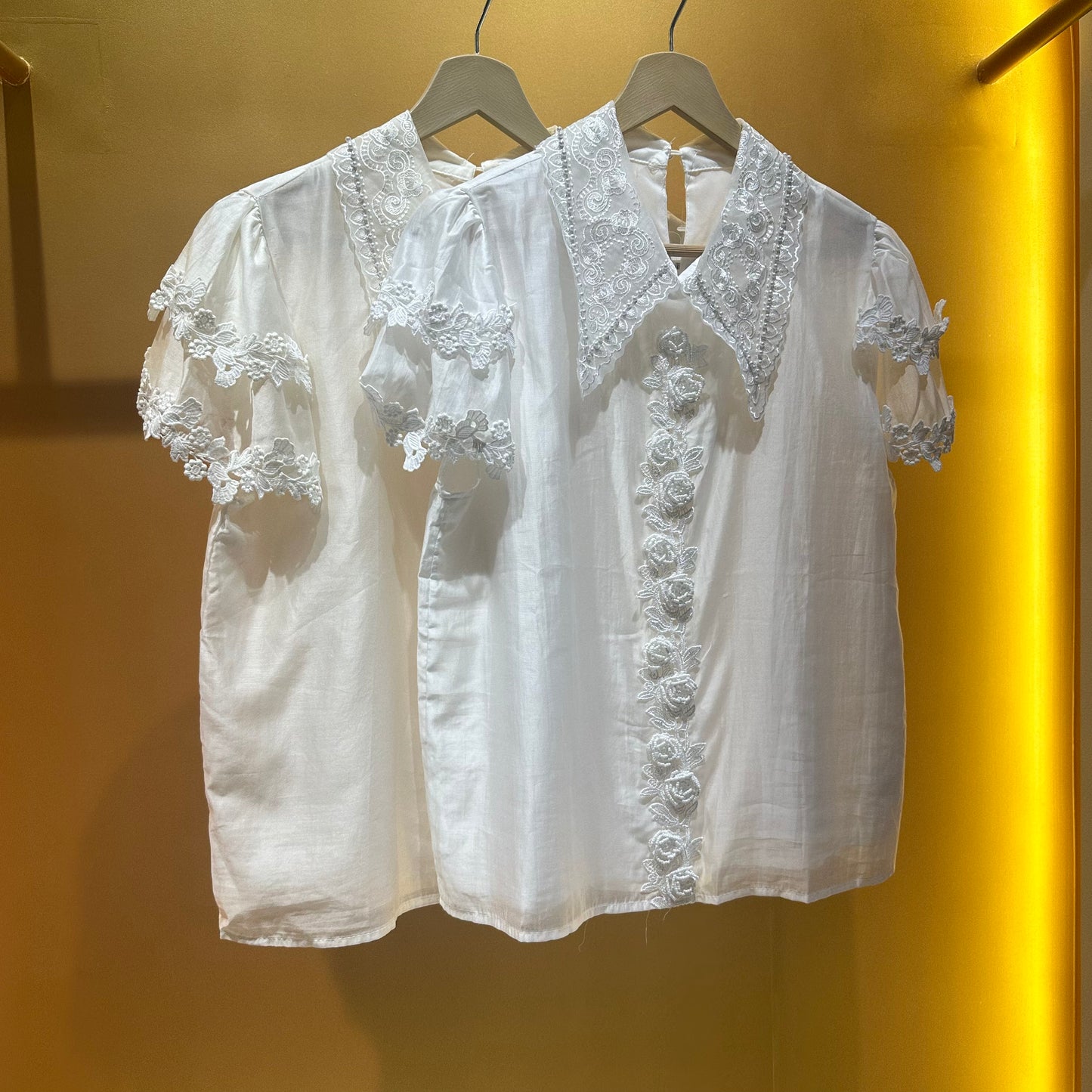 Pearl Embroidery Short Sleeve Shirt